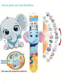 1 件儿童恐龙投影手表儿童电子手表翻盖手表可调节数字屏幕 3D 卡通动物 24 种投影图案男孩女孩生日礼物益智玩具儿童节礼物（部分零件随机发送）,男孩玩具,男孩玩具,儿童玩具,儿童>玩具,儿童礼物,电子玩具