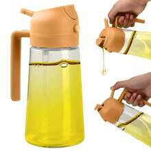 1 件二合一 470ml 塑料喷雾油瓶、喷雾油分配器、油罐、调味瓶、烧烤厨房、烘焙、野餐厨房用具/橄榄油分配器和油喷雾器,适用于烹饪、厨房、沙拉、烧烤、厨房配件、户外烧烤用品、派对、圣诞用品 - 彩色 - 查看 3