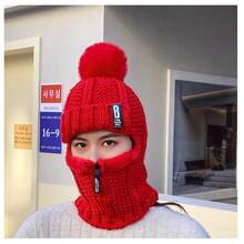 Winterwarmer gestrickter Hut- und Schal-Set, warme Beanie, Damen Ski Mütze, Outdoor Sport Winter Warm