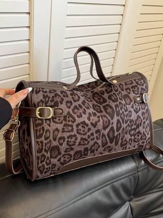 Kadınlar İçin Tasarımcı Esintili Büyük Tote Çanta, Suni Deri Seyahat Çantası, Fermuarlı Kapatma, Polyester Astar, Boyalı Kenarlar, Klasik Harf Deseni