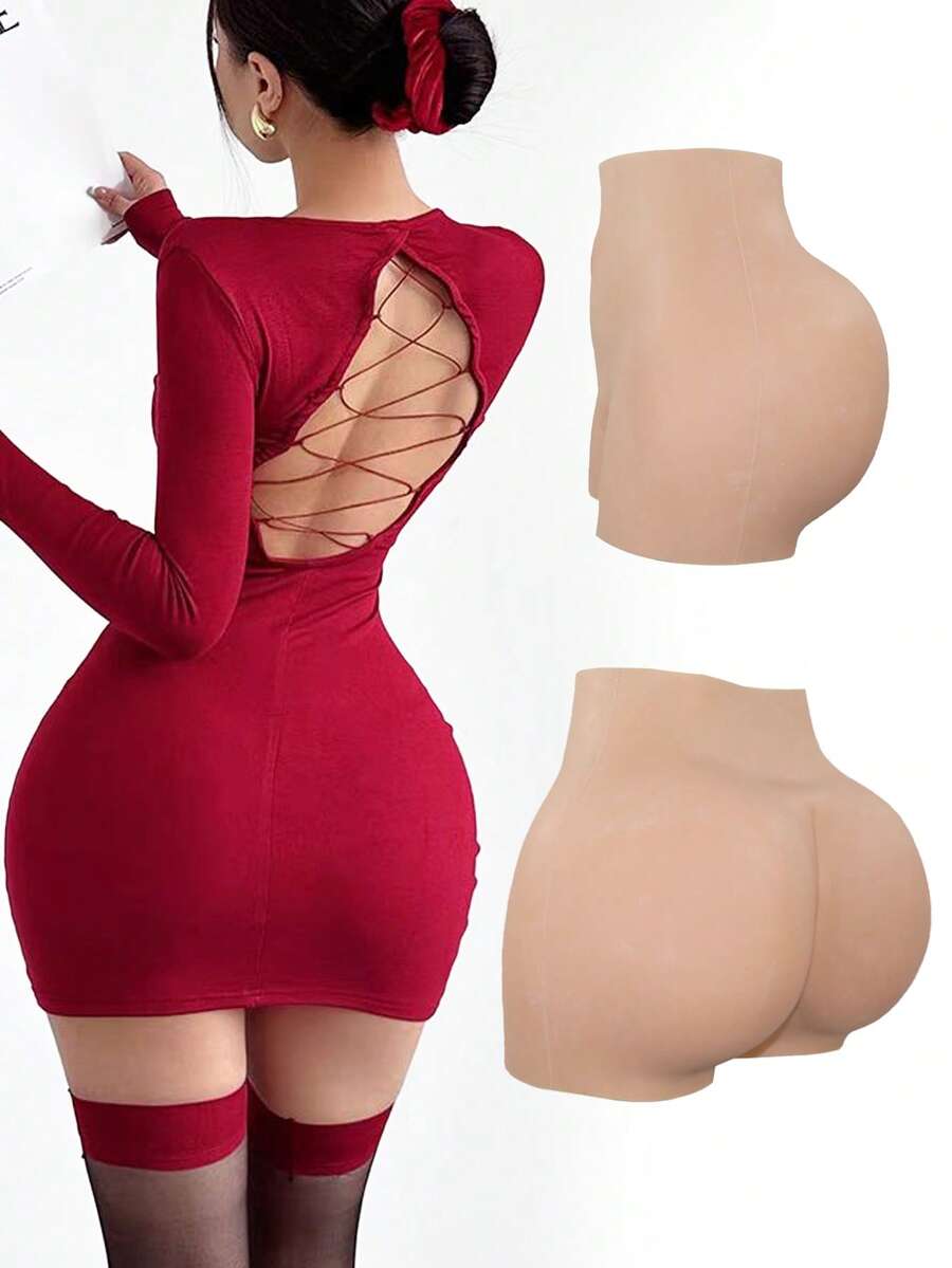 硅胶臀部增大短裤，男女通用硅胶假臀塑身裤，加厚设计提拉蜜桃臀，塑造自信 - 米色 - 查看 1