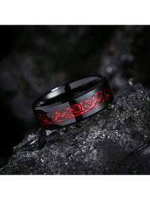 1 pieza Anillos de pareja románticos para amantes, conjunto de anillos de mujer con rhinestones rojos y circonita, anillos de acero inoxidable para hombre, anillos de boda - Anillos de hombre - Ver 4