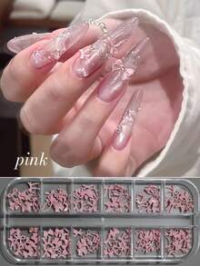 12pcs Cream Bow Nail Art Decorations, Cute White, Pink, Purple Bows With Bow Ribbons, Delicate French Style Nail Decor, DIY Rhinestone Nail Accessories, Nail Salon Supplies, Nail Art Jewelry, Nail Gems