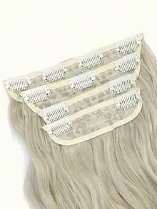 16inch/20inch Clip-In Hair Extensions 4pcs/Set Wavy Curly Pearl Blonde Hair Extensions For Women - Platinum - View 4