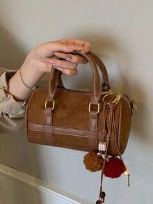 1 pieza Nuevo bolso de mano de ante estilo Boston para mujer, adecuado para compras, ir al trabajo y como regalo, otoño/invierno