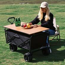 Black Foldable Outdoor Push Cart - Solid Tires + 360° Swivel Wheels, 330lbs Capacity, 600D Tear-Resistant Fabric, Multi-Purpose Camping, Gardening, Beach Shopping Utility Cart, The Ultimate Solution For Camping/Vacation Shopping/Adventure - Multicolor - View 4