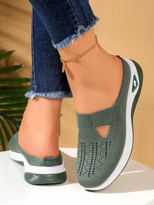 2025春秋新款北京布鞋，厚底镂空凉鞋，软底舒适步行鞋，百搭时尚，舒适不伤脚 - 軍綠色 - 查看 6