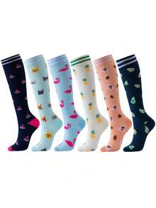 1 Pair Women's Compression Socks, Cute Nurse Compression Knee High Socks