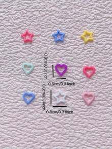 50PCS Hollow Star Cute Nail Decoration Bags With Macaron Resin Accessories For Wearing Nail Accessories