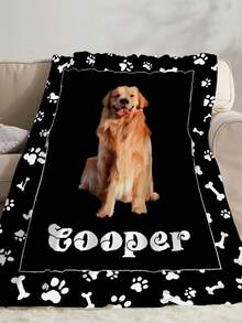 1pc Custom Photo Blanket For Bed, Multipurpose Living Room Sofa Outdoor Beach Camping Pet, Personalized Family/Pet/Couple Text Printed Bedding Blanket, Personalized Christmas Gifts, Family Gift, Birthday Gifts, Gift For Friend, Gift For Her