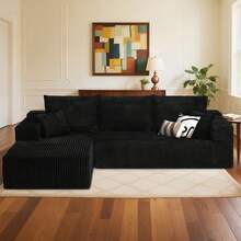 105'' Cloud Sectional Couch With L-Shaped Recliner,Pedals Can Be Purchased Separately Boneless Corduroy Sofa With Deep Seat,Modern Modular Couch For Living Room, No Assembly Required,Comfy Plush Corduroy Fabric,Sofa De Sala,Couch,Sofa Cama,Muebles Para Sala, Living Room Furniture, Muebles, Bedroom Furniture Set, Recliner Chair For Adult.