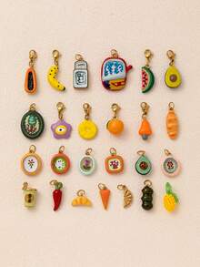 1 pezzo Ciondolo in acciaio inossidabile placcato oro 18K, serie di imitazioni di alimenti alla moda, tra cui toast, croissant, biscotti, ciambelle, patatine fritte, hamburger, accessori per gioielli fai-da-te, adatto per collana, bracciale, portachiavi, facile da abbinare, può essere indossato come ciondolo elegante.