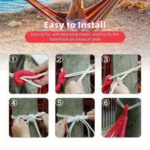 Hammock, Color Stripe Red Model Leisure Hammock Swing Thick Canvas Travel Essential, Outdoor Quilted Fabric Hammock, Camping Swing Hammoc