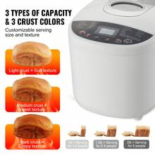 Bread Maker, 19-In-1 2LB Dough Machine, Nonstick Ceramic Pan Automatic Breadmaker With Gluten Free Setting, Whole Wheat Bread Making, Digital, Programmable, 3 Loaf Sizes, 3 Crust Colors, White - 查看 4