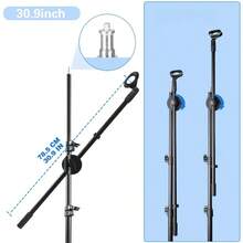 160cm Adjustable Microphone Stand With Metal Ball Head, Crossbar, And Microphone Clip, Suitable For Live Streaming, Performances, And Parties
