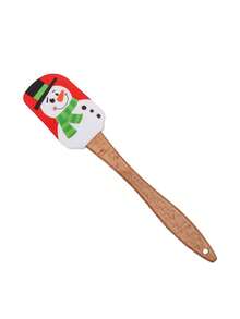 1/6 件圣诞硅胶抹刀圣诞老人麋鹿雪花雪人圣诞蛋糕抹刀带木柄用于烘焙和搅拌圣诞派对厨房用具 - 彩色 - 查看 14