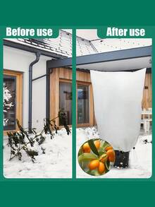 1pc Large White Plastic Plant Cover With Zipper And Drawstring - Frost Protection Bag For Fruit Trees, Shrubs, Potted Plants - Reusable Winter Plant Jacket, Winter Plant Care|Drawstring Closure Cover|Weatherresistant Cover, Plant Protection Cover - Multicolor - View 4