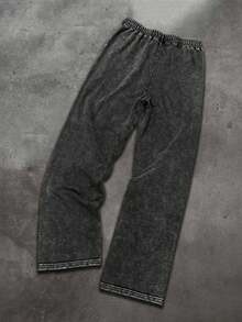 "Landscape Artwork"Men Washed Water Worn Drawstring Trousers, Fall