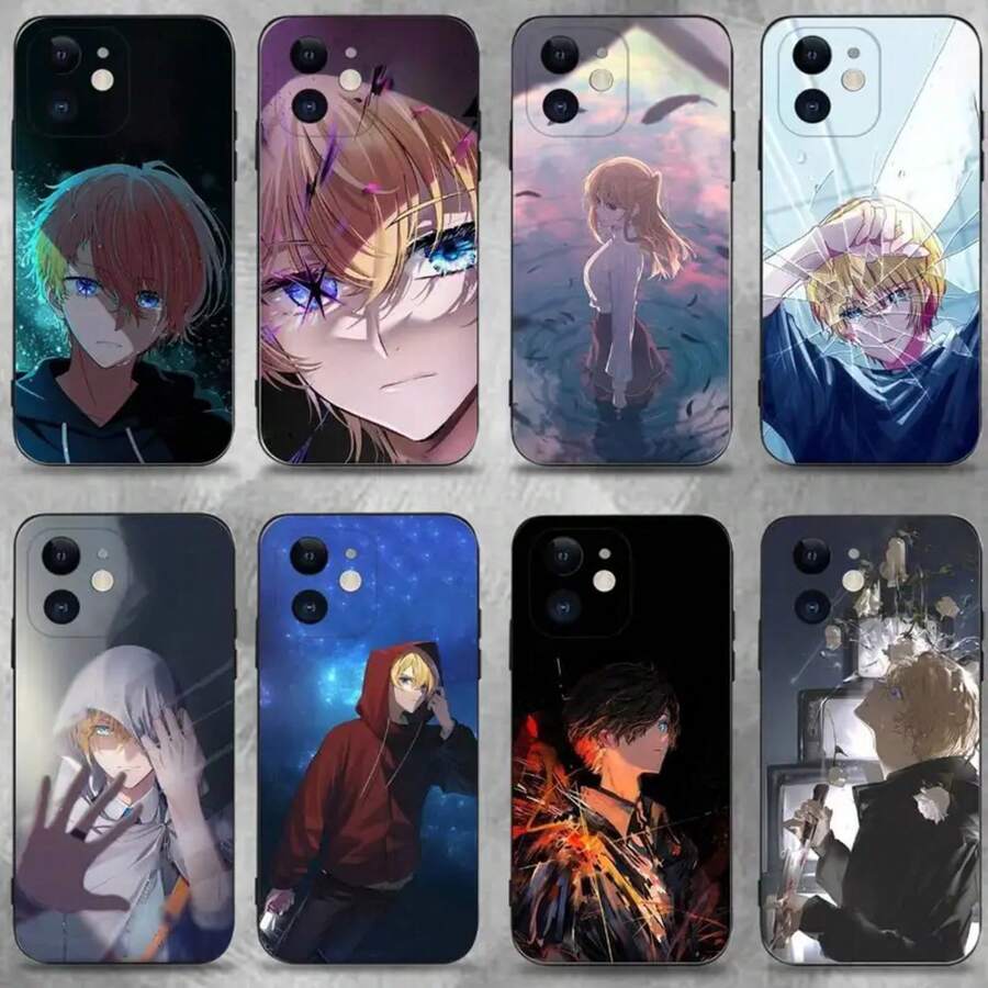 Oshi No Ko, Oshi No Ko IPhone Case, Oshi No Ko Aqua Anime Phone Case For IPhone 16, 15, 14, 13, 12, 11 Plus, Pro Max, XS, X, XR, SE, Mini, 8, 7, Soft Black Silicone Case - Z1 - 查看 1