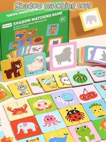 Children's Early Childhood Educational Shadow Matching Puzzle Toys. Shadow Matching Toys. Animal Board Game. Parent-Child Interactive Card Game. Toy Thinking And Concentration Training Games - Multicolor - View 2