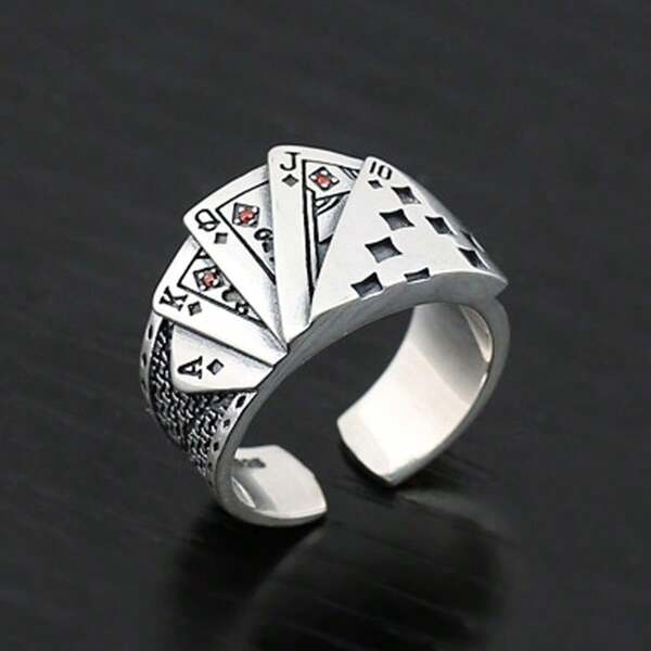 A Fashionable Punk Western Style Poker Ring With Adjustable Opening Suitable For Men To Wear On Any Occasion