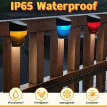 (4-Pack/6-Pack/12-Pack) Outdoor Solar Step Light, Warm Light + 7 Color Changes IP65 Waterproof Solar Wall Light, Solar Fence Light For Backyard/Patio/Fence/Wall/Railing/Pool/Deck/Step Gate Porch - 4個裝 - 查看 3