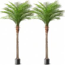 Faux Plant Artificial Palm Tree In Pot 7 8 9 FT UV Resistant Outdoor Large Fake Tropical Date Palm Plants With Realistic Trunk And Leaves Indoor Outdoor Decorative Artificial Trees For Pool Garden Christmas - Green - View 19