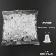 100个一次性纹身墨水杯，多种尺寸，硅胶材质，适用于永久纹身、化妆、眉毛化妆品颜料容器，带盖 - 彩色 - 查看 4