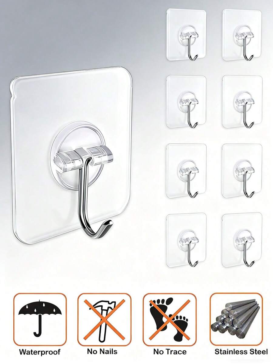 Crochets adhésifs ultra-résistants, sans perçage, imperméables, crochets muraux pour la cuisine, la salle de bain