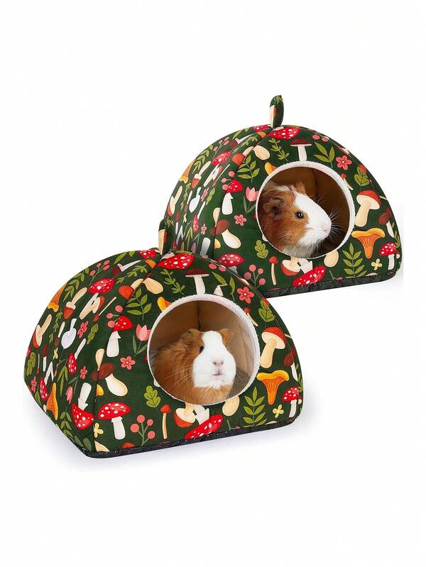 1 pièce Maison de cachette pour cochon d'Inde de style champignon, avec coussinets doux, lavable, avec fond antidérapant. Cachette pour lapin et hamster, accessoires pour petits animaux de compagnie, accessoires pour hamsters