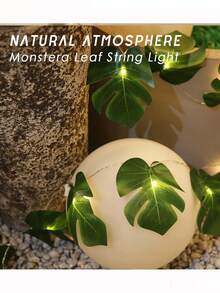 1 pieza 2 M 10 Luces Decorativas de Hojas de Palma Tropical LED Luz de Fiesta de Playa Luz de Simulación de Caparazón de Tortuga Cuerda de Luces Decorativas de Verano Elegante para Sala de Estar, Dormitorio, Balcón, Patios, Comunidades al Aire Libre, Parques, Atracciones Culturales y Turísticas, Jardines Municipales, Villas, Plazas Comerciales, Fiestas, Halloween, Festivales, Reuniones con Tema Forestal (Sin Batería)