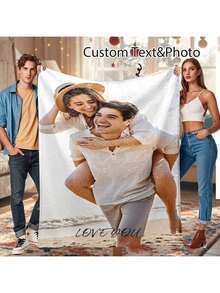SEPTEVAGUS 1 Stück personalisierte Flanelldecke mit Foto und Text, individuelle Decke, DIY Foto Flanelldecke als Geschenk für Familie, Geburtstag, Hochzeit, Freund, Sie, Freundin, Mutter/Vater, Neujahr, Haustier, Paar