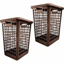 Guateplast - Juego de 2 Cestos para Ropa Sucia Cuadrados con Tapa de 55 Litros | Bote para Ropa Sucia | Canastas para Ropa Sucia | Cestos para Guardar Objetos | Contenedores de Plástico | Color Beige - Beis - Ver 8