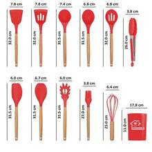 AEX Kitchen Cooking Utensils Set, 12 Pcs Non-Stick Silicone Cooking Kitchen Utensils Spatula Set With Holder Cookware Wooden Sturdy Hanging With Plastic Pot Stirring Pink Kitchenstuff - Light Turquoise Blue - View 4