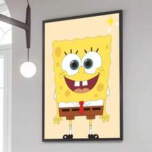 1 pièce Affiche du film Bob l'éponge, Bikini Bottom, Patrick l'étoile, Squidward et autres personnages mignons, convient pour la décoration de la maison, du salon, de la chambre, de la pièce, de l'entrée, du bar, du restaurant, du café, peinture décorative sans cadre