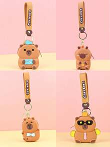 1 PC Chic Mini Capybara Coin Purse With Keychain - Silicone, Multifunctional Zipper Lipstick Holder, Cute Cartoon Design For Girl, Coin Purse, Student Backpack Decoration, Mini Bag Charm, Unique Phone Accessory, Suitable For Ladies' Wallets And Phone Accessories, Gift For Friends, Party Accessory, Car Pendant, Female Gift
