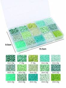 15-Grid Decorative Seed Beads And Tube Beads Set, For DIY Craft Bracelet, Necklace, Earring And Jewelry Making - màu xanh lá cây nhạt - Xem 3