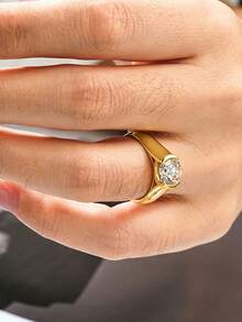 XUJIA 1pc 2 Carat Moissanite Ring, 925 Sterling Silver Engagement Ring For Women, 8mm D Color Round Cut Moissanite Wedding Band, Anniversary Gift, Bridal Jewelry