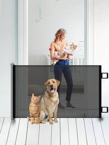 Retractable Pet Safety Gate, Anti-Escape Dog Gate With Reinforced Mesh, No Drilling Installation, Suitable For Puppies/Kittens/Cats/Stairs/Hallways/Balconies - Multicolor - View 9