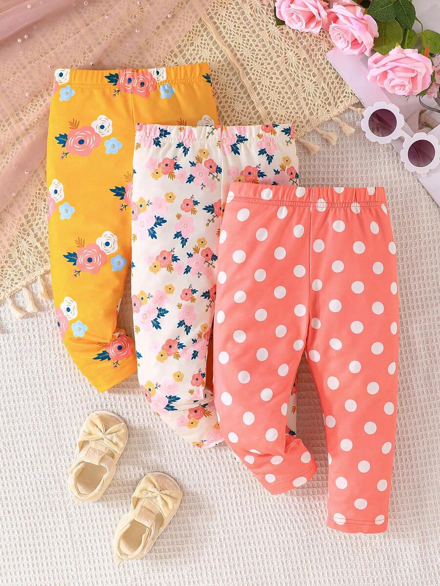 3 Stücke/Set Baby Mädchen süße Sport Zufallsdruck mehrfarbige Hosen Set