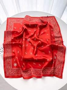 1 件佩斯利印花仿丝男士头巾、百搭围巾、头带、装饰品