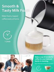1 szt. SMANG Spieniacz do mleka 4 w 1 Elektryczny spieniacz do mleka 12 uncji/350 ml Duża pojemność Elektryczny spieniacz do mleka do gorącej i zimnej pianki mlecznej - Podgrzewacz do mleka do latte, cappuccino i gorącej czekolady