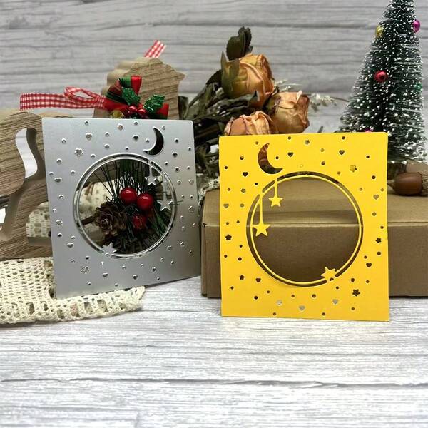 1 Stück Metallsterne Hintergrund Schneidestanzen, Fünfzackige Stern Hintergrund Stanzformen Prägeformen Schablone für DIY Scrapbooking Album Dekorative Papier Stanzformen Kartenherstellung