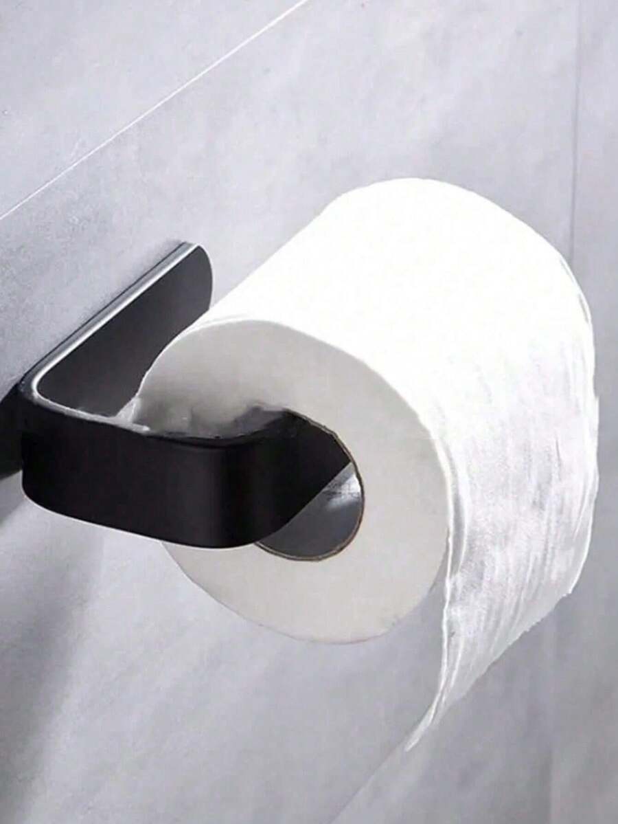 1 Toilet Paper Holder, Bathroom Wall And Door Paper Practical Necklace, Seamless Double-Sided Tape, Available In Two Colors, Black/White, Bathroom Accessories, Bathroom Paper Rack, Kitchen Accessories, Dormitory Essentials, College Students Returning To School Essentials, Dormitory Paper Rack.
