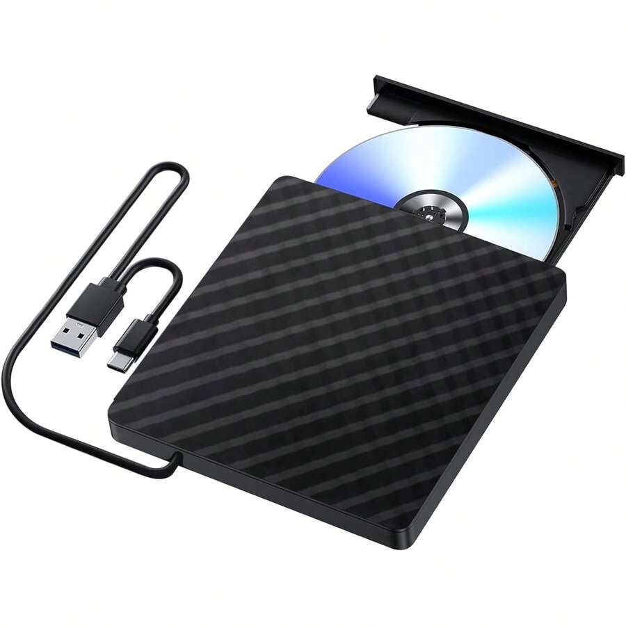 Kammoy Grabadora CD/DVD Externa USB 3.0, Lector de CD, Grabadora CD/DVD Lector Portátil, Unidad Óptica Externa de CD/DVD- CD Player Compatible con 98//8/10/XP/Vista Linux OS - 1 - Ver 1
