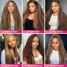 NARNI Honey Blonde Wig Human Hair 13x6 HD Transparent Deep Wave Lace Front Wigs Human Hair P4/27 Highlight Curly Human Hair Wig Wet And Wavy Ombre Colored Glueless Human Hair Wig 250 Density Pre Plucked Lace Frontal Wigs For Women - S4/27 - 查看 10
