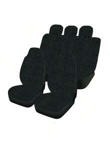 Juego de 5 piezas de fundas de asiento y reposacabezas de tela universal con estampado de leopardo negro de moda para mujer