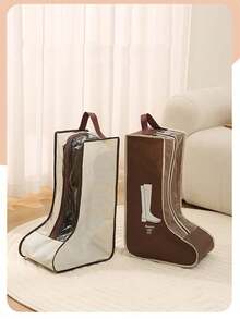 1pc New Creative Fashion Transparent Shoe Boot Dust Cover, Travel Shoe Dust Bag, Large Capacity Waterproof Portable Handheld Boot Storage Bag, Suitable For Storing Tall Boots, Ankle Boots, Sports Shoes And Other Shoes, Great For Home, School, Dorm, Travel, Beach - Multicolor - View 5