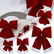 Laços de Natal, Decoração de Guirlanda de Laços, Laço Grande para Topo de Árvore de Natal, Laços de Árvore de Natal, Guirlanda de Laço, Artigos para Festa, Enfeites de Natal para Porta, Lareira, Escadas, Corrimão, Varanda, Laços de Natal, Nós de Laço de Veludo com Punho de Pelúcia Branco Super Macio para Guirlandas, Ao Ar Livre, Embrulho de Presente, Topo de Árvore, Decorações de Festa de Natal para Família no Inverno, Fita de Árvore de Luxo para Decoração, Laços de Guirlanda Portáteis, Fita de Guirlanda Portátil para Decoração de Árvore - Vermelho - Ver 4