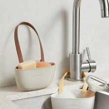 1pc Draining Rack, Hanging Basket, Home Sink Storage Supplies, Sink Single Double Draining Hanging Bag, Drying Rack, Sink Drain Rack, Soap Sponge Holder, Wash Cloth Organizer, Bathroom Soap Shelf, Home Kitchen Supplies